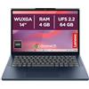 Lenovo Chromebook 14 Notebook IPS WUXGA (1920x1200), 64GB SSD, 4GB RAM, Wi-Fi6E, ChromeOS, MediaTek Kompanio 540 - Laptop Leggero per Studio, Streaming e Uso Quotidiano