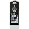 GILDE - Apribottiglie da parete in metallo, collezione di tappi a corona, la migliore birra è aperta, altezza 30 cm, nero/bianco, legno