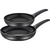 Küchenprofi COOK MONZA - Set di padelle antiaderente senza PFAS, corpo padella in alluminio, fondo a induzione, resistente al forno fino a 180 °C, manico morbido al tatto, Ø 24, 28 cm