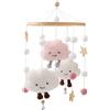 Promise Babe Mobile Baby Wood con Feltro Balls Room Letto Appeso Campana Nuvole Stella Crocheted Feltro Windshield Baby Boys Girl Lettino Letto Del Bambino Stella Luna Nuvole