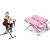 Sunny Health & Fitness Sunny Health and Fitness Exercise Stepping Machine, Portable Mini Stair Stepper for Home or Office + Row-N-Ride™ PRO Squat Assist Trainer, Rowing Machine w/Digital Monitor
