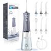 WAFLOO Idropulsore Dentale con 5 Modalità e 6 Beccucci - Design Portatile e Ricaricabile, Serbatoio da 300ml, Pulizia Profonda per Denti e Gengive, Impermeabile IPX7（grigio）