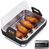 Genérico Vassoio per friggitrice ad aria, utensili da cucina antiaderenti con coperchio per alimenti, cestino per forno e vassoio per griglia Air Fryer, uso in cucina, sala da pranzo, ristorante