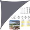 ZFEBHMY Tenda a Vela Triangolare, Vela Ombreggiante Triangolare Impermeabile con Kit di Fissaggio Corda, Tenda da Sole Telo Parasole Ombreggiante per Giardino Patio Piscina-Gray||3x4x5M