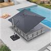 PURPLE LEAF Ombrellone da Giardino 3 x 4 m Rettangolare con Base a Croce, Asta in Alluminio Sospesa Color Champagne, Ombrellone Grande da Giardino, Rotazione a 360°, Protezione UPF 50+, Grigio