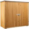 Wiltec Casetta porta attrezzi da giardino in legno color naturale, 136 x 127 x 58 cm, armadio da esterno a due ante, capanno per utensili e strumenti