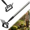 DAKEPOLE Zappa da giardino per diserbatura, strumento per zappa con supporto per giardino con anello regolabile, manico lungo 157 cm, argento, regolabile, per diserbo