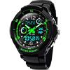 VDSOW Digitale orologi per bambini ragazzi - 50 m impermeabile sport all' aria aperta orologio analogico con allarme/timer/Dual Time zone/LED, per bambini da polso resistente agli urti per Junio