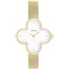 Oozoo Timepieces C11520 - Orologio da donna in oro con cinturino in pelle, orologio moderno da donna, elegante, analogico, a forma di quadrifoglio, 32 x 32 mm, oro/bianco (G)