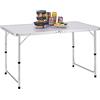 BAKAJI Tavolo da Campeggio Picnic con Altezza Regolabile, Struttura in Alluminio, Sistema Pieghevole con Maniglia per Trasporto Facilitato, Ideale per Giardino e Pranzi Esterni, 60x120x70cm (Bianco)