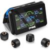 SYNJAUPO Sistema di Controllo della Pressione Degli Pneumatici, Indicatore dell'Ora | TPMS Auto con Ricarica Solare/USB, sistema di monitoraggio della pressione dei pneumatici con 4 Sensori Esterni