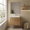 Kiamami Valentina - Mobile Bagno Sospeso Rovere Artisan 60 cm con Lavabo in Ceramica, Specchio 60x80 e Lampada, 2 Ante, Profondità 36 cm, Da assemblare.