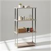 INDE MOBLEKIT | Libreria a 4 ripiani 60×29,5×112 cm, mobile contenitore in legno e acciaio, libreria stretta con robusti ripiani per libri e decorazioni, mobile ausiliario per soggiorno o cucina