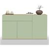 WHOUS Credenza e Buffet GARDA per Soggiorno con 1 Cassetto e 3 Ante, Madia per Salotto, Cucina e Sala da Pranzo in Legno, 120,1x35x70 cm, Verde Salvia e Rovere Chiaro