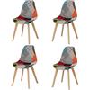 BenyLed Set di 4 Sedie da Pranzo Sedie Patchwork Colorate con Gambe in Legno Poltrona Scandinava per Cucina, Soggiorno, Bar, ecc, (Rosso 01)