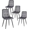 HJhomeheart Set di 4 Sedie da Pranzo Moderne, Comode Sedie da Cucina Senza Braccioli Imbottite in Velluto Olandese con Gambe in Metallo, Adatte a Camere da Letto, Studi e Soggiorni, Grigie - HL