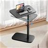 YuLiMirich Tavolino a forma di C, girevole a 360°, regolabile in altezza, con guide per tablet per cellulare, tavolino da caffè in legno, per camera da letto, soggiorno, ufficio (nero)