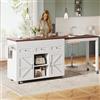 VIVCA Isola da cucina con vano portaoggetti, tavolo da pranzo estensibile (131,5-210 cm), girevole a 360°, cassetti, armadi, piano di lavoro versatile per cucina, sala da pranzo, piccoli spazi, bianco