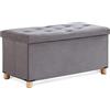 BRIAN & DANY Panca Contenitore Pieghevole, Pouf Contenitore Rettangolare con Gambe, Puff Poggiapiedi in Velluto Cassapanca Camera da Letto, 76 x 38 x 38 cm, Grigio
