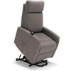 REDÒKASA Poltrona relax elettrica Seattle Plus per anziani, 1 o 2 motori, 2 ruote, Kit Optional Batteria, dimensioni contenute, tessuto antimacchia idrorepellente (1 Motore + Batteria, Fango)