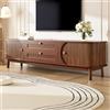 BENMWS Mobile moderno per TV, effetto legno, 40 x 170 cm, con cassetti e scomparti, angoli arrotondati, gambe in legno, con spazio per il soggiorno