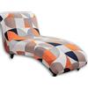 Generic Copri Chaise Longue Elasticizzato Senza Braccioli Stampa Moderna, Fodera Copertura Protettiva Traspirante per Soggiorno Camera da Letto Interno(Yellow Khaki)