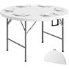 Outsunny Tavolo Pieghevole per Giardino, Balcone e Campeggio, Tavolo Rotondo in Acciaio e HDPE, Ø122x73 cm, Grigio e Bianco