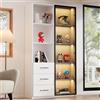 BTM Vetrina Espositiva da Terra con LED Credenza con Vetrina Alta in Vetro Soggiorno Moderni Vetrinetta per Modellismo, Bianco