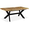 vidaXL Tavolo da Pranzo in Acciaio a Croce Arredo Cucina Tavolino per Patio Tavolinetto da Giardino Tavola da Esterni Massello di Mango