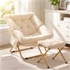 Clevich Poltrona Reclinabile con Poggiapiedi Relax in Peluche | Poltrona da Lettura con Imbottitura Extra Soffice e Tasca Laterale, 72 x 76 x 78 cm