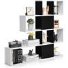 COSTWAY Libreria in Legno, 5 Livelli con Ante, Scaffale Multifunzionale a Forma di Scala, Ideale per Soggiorno Studio Ufficio, 120x19,5x109cm (Nero e Bianco)