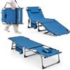 COSTWAY Lettino Prendisole Pieghevole Portatile, Lettino da Spiaggia con Fori per Viso e Braccia, Cuscino Poggiatesta e Tasca, Schienale Regolabile, per Mare e Piscina, Portata 180 kg (Blu)