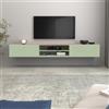 WHOUS Mobile Porta TV Sospeso GARDA per Soggiorno con 2 Ante a Ribalta e 1 Ripiano Centrale, Mobile Tv a Parete per Salotto, 210x35x30 cm, Verde Salvia e Rovere Chiaro