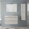 Inbagno Mobile Bagno Sospeso 90 cm Rovere Bianco - Composizione Con Lavabo In Ceramica, 2 Cassettoni Soft-Close E Pensile Colonna 125 cm - Linea Nadia