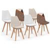 IDMarket - Set di 6 sedie scandinave SARA beige e bianche con velluto patchwork marrone e beige