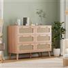 FEEOHOME Armadietto con cassetti in rattan, profondità 30 cm, con protezione antiribaltamento, cassettiera a 6 cassetti, per camera da letto, soggiorno, ingresso
