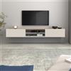 WHOUS Mobile Porta TV Sospeso GARDA per Soggiorno con 2 Ante a Ribalta e 1 Ripiano Centrale, Mobile Tv a Parete per Salotto, 210x35x30 cm, Cashmere e Rovere Chiaro