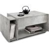 Mobili Fiver, Tavolino Alzabile Da Salotto Romina, Grigio Cemento, Nobilitato/Ferro, Tavolino da Salotto Moderno per divano, Made in Italy