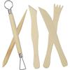 VILLCASE Set Strumenti per Modellare Argilla 5 Pezzi Manico Ergonomico in Legno e Metallo per Festa Scuola Decorazione e Scultura Clay DIY
