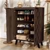 REXO Scarpiera moderna, dimensioni 80 x 35,5 x 110 cm, credenza con 5 scomparti in venature di legno scuro, ripiani regolabili