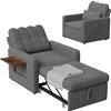 DAHUEN Poltrona letto 3 in 1, divano letto estensibile con schienale regolabile, incluso cuscino, portabicchieri, tasche laterali, fino a 300 kg, divano singolo per soggiorno e camera da letto (grigio