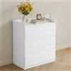 Songvas Comò 3 Cassetti Larghezza 70 cm, Mobili Camera da Letto Bianco, Cassettiera, per Camera da Letto, Soggiorno, Ufficio e Ingresso, 70x40x80 cm (L x P x A)