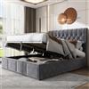 KOOPMAD - Letto con contenitore 160x200 con rete, letto matrimoniale imbottito idraulico con testiera trapuntata, letti salvaspazio Bubble, letti a due piazze per adulti e adolescenti, in velluto