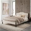 ML DESIGN modern living ML-Design Letto Imbottito, Giroletto Matrimoniale, Struttura Letto Robusta, 140x200 cm, con Testiera Imbottita e Rete a Doghe, Telaio in Acciaio e Tessuto di Lino, Beige, per Camera da Letto
