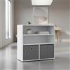 INDE MOBLEKIT | Libreria in legno a 3 ripiani 60x30x60 cm bianca e grigia, con 2 cassetti estraibili, scaffale versatile per cucina, ufficio o soggiorno