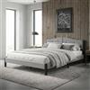 ML DESIGN modern living ML-Design Letto Matrimoniale Imbottito, 160x200 cm, Struttura Letto Robusta, Giroletto con Testiera Imbottita e Rete a Doghe, Telaio in Acciaio e Tessuto di Lino, Grigio, per Camera da Letto