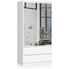 BDW Armadio 2 ante 2 cassetti 2 specchi per la camera da letto soggiorno corridoio 180x90x51 (bianco), Taglia unica