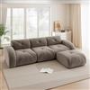 Trdlpyn Divano Modulare con Chaise Longue, Divano Componibile a 3 posti in Velluto Chenille, Poltrona a L, Base Antiscivolo, Non necessita di Montaggio(Marrone)Divano senza ossa completamente compresso