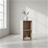 INDE MOBLEKIT | Libreria stretta in legno, 2 ripiani, 30x29,7x60 cm, rovere chiaro, finitura opaca, scaffale compatto per camera da letto, bagno o cucina