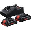 Bosch Professional 1600A01BA3 Set Iniziale 2 X Procore 4.0 Ah, Caricabatteria Gal 18V 40, Nero